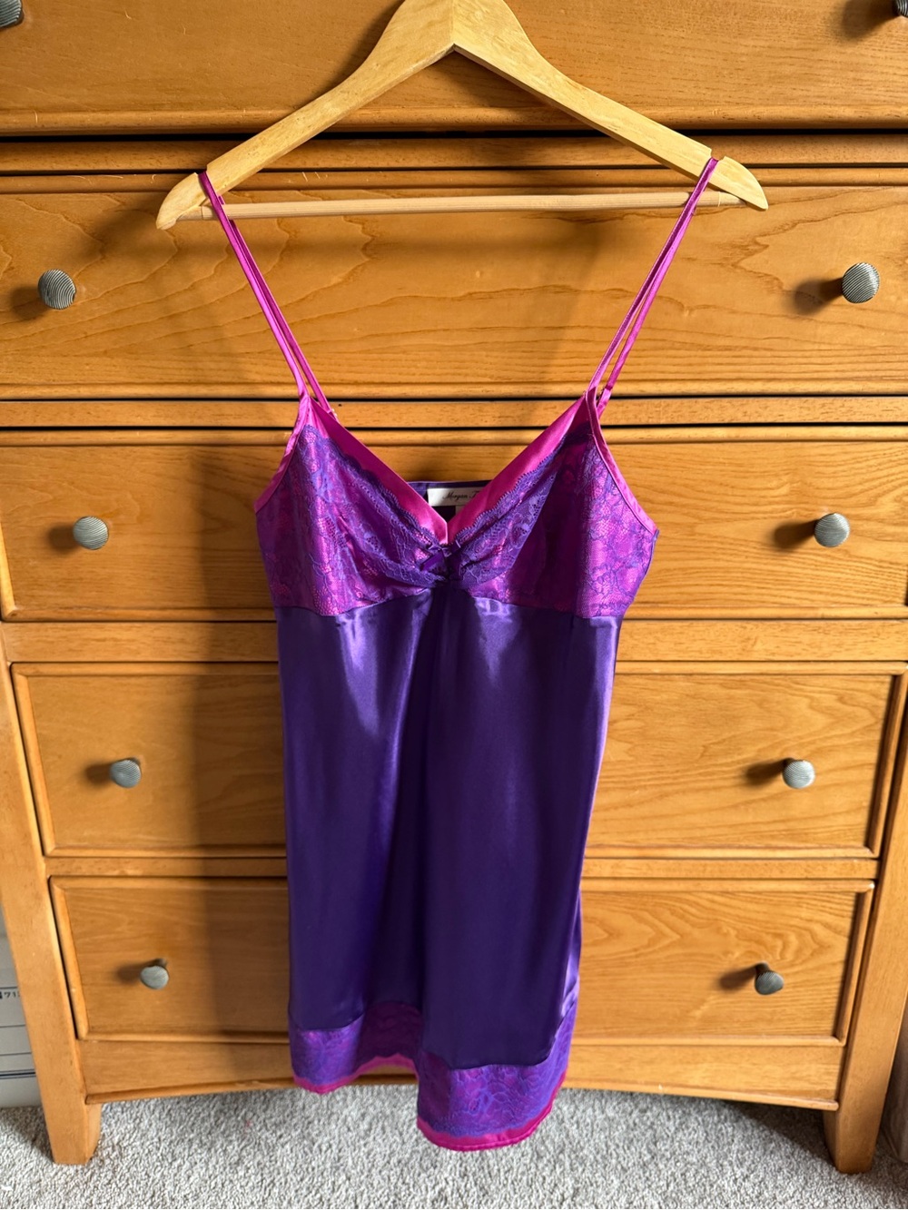 Vintage Morgan Taylor Slip Dress Womens Size Small Purple Pink Lace Coquette